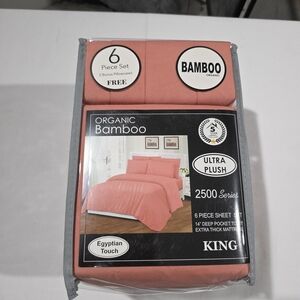 BAMBOO Organic Coral Bedding Set - King
